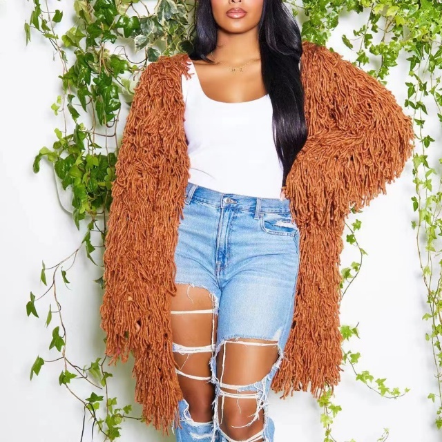 Knitted Crocheted Tassel Cardigan
