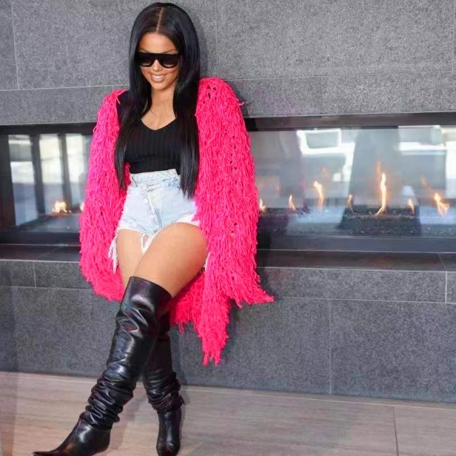 Knitted Crocheted Tassel Cardigan