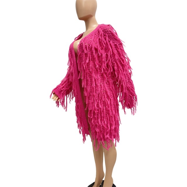 Knitted Crocheted Tassel Cardigan