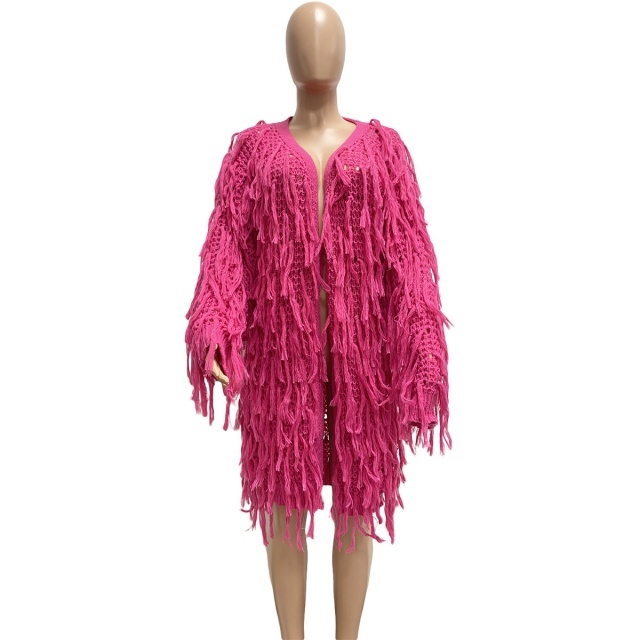 Knitted Crocheted Tassel Cardigan