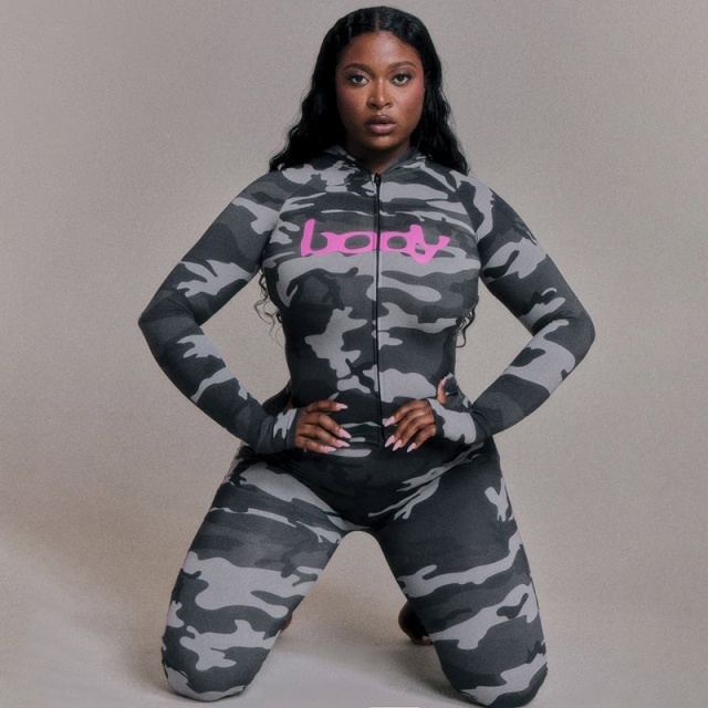 Leopard Printed Hooded Slim Pant Set 2 Pieces