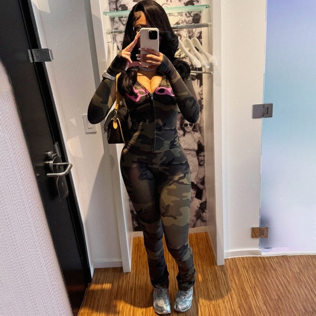 Leopard Printed Hooded Slim Pant Set 2 Pieces
