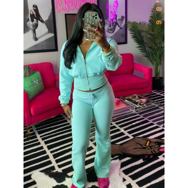 Contrast Color Striped Slim Pant Set Two Pieces