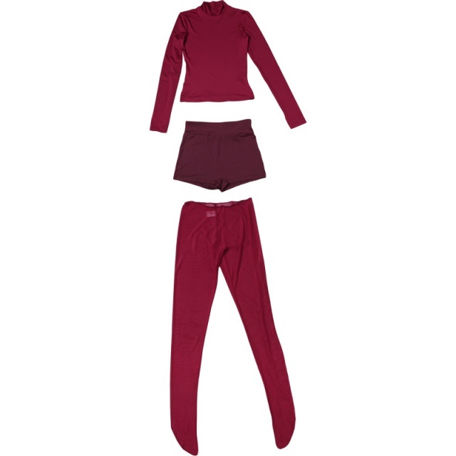Long Sleeve Skinny Top Tight Mesh Stocking Set 3 Pieces