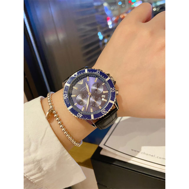 Multi Function Leather Men Quartz Watch