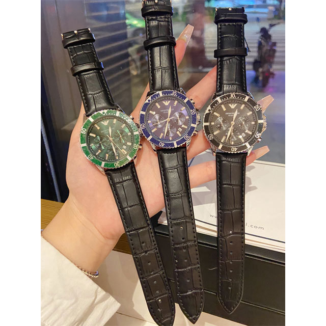 Multi Function Leather Men Quartz Watch