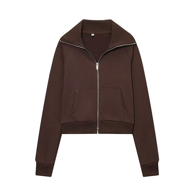 Solid Color Zipper Up Jacket Top Flare Pant Set