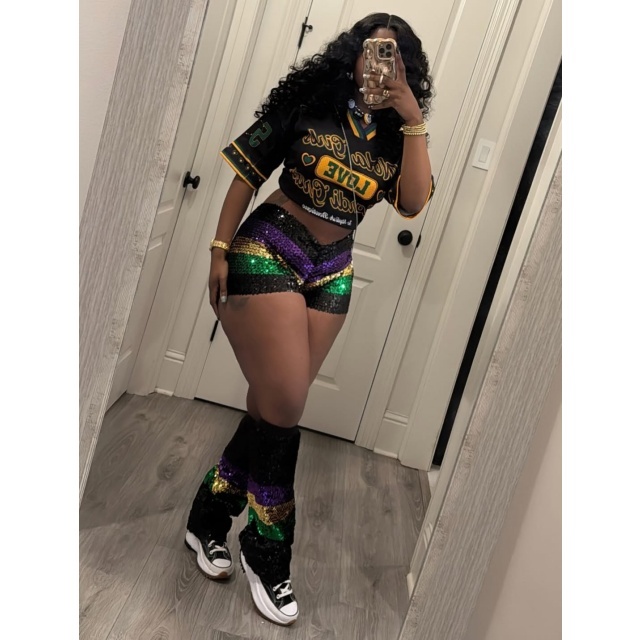Mardi Gras Color Block Sequin Shorts