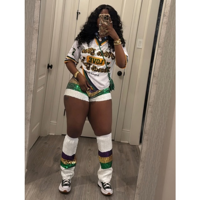 Mardi Gras Color Block Sequin Shorts