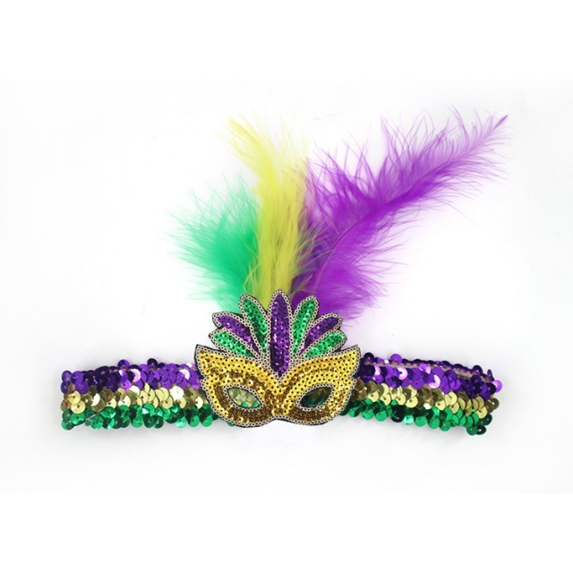 Mardi Gras Feather Sequin Headband