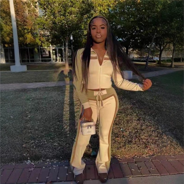 Color Block Jogging Two Pieces Pant Set