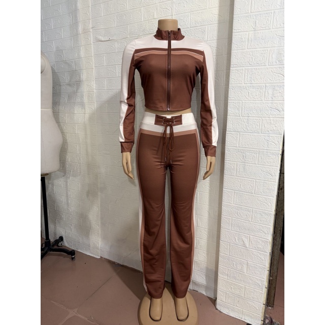 Color Block Jogging Two Pieces Pant Set