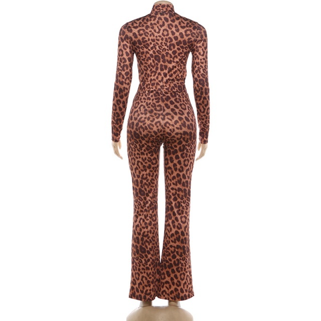Leopard Hook Up Top Flare Pant Set