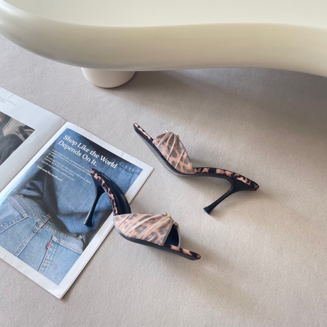 Luxury Fashion Sexy Leopard Mesh High Heeled Sandals