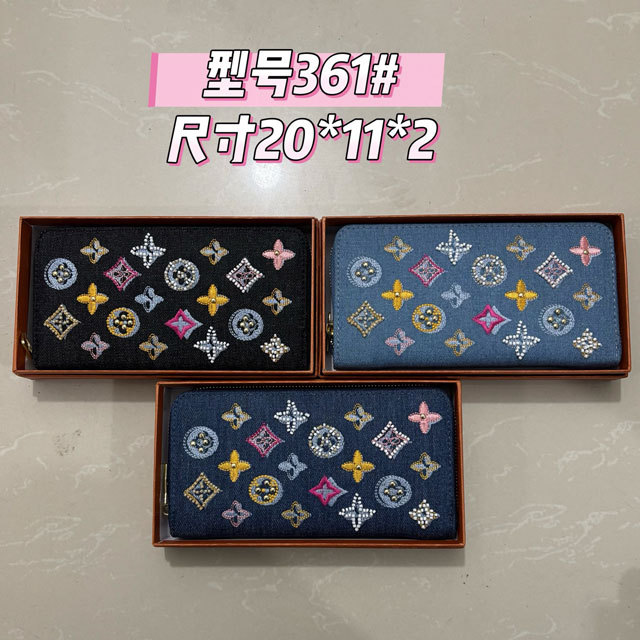 Fashion Embroidery Zipper Women Purses