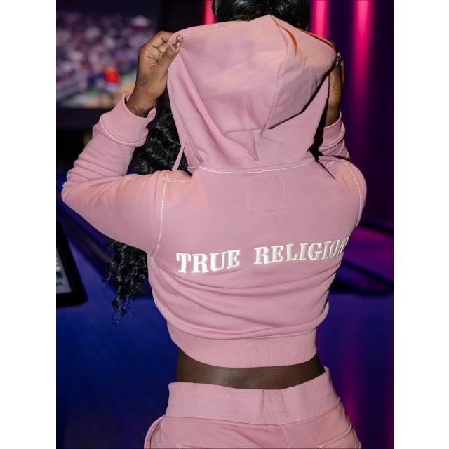 Letters Embroidey Hooded Top Flare Pant Set