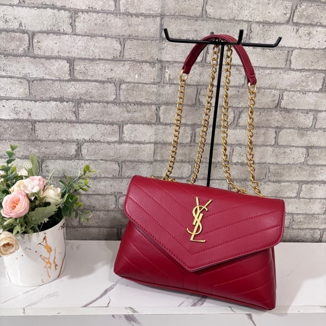 Metal Logo Chained Leather Fashion Underarm Bags