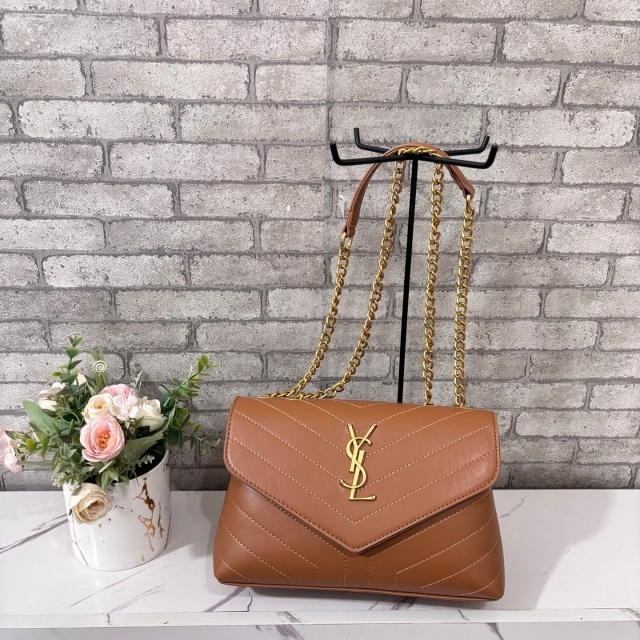 Metal Logo Chained Leather Fashion Underarm Bags