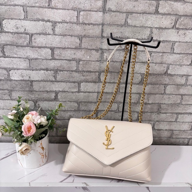 Metal Logo Chained Leather Fashion Underarm Bags