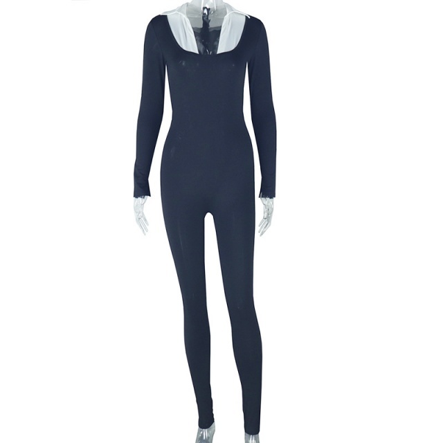 Color Block Patchwork Skinny Jumpsuit