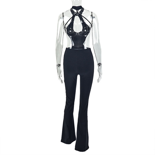 Halter Neck Hollow Out Slim Fit Jumpsuit