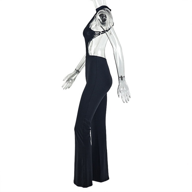 Halter Neck Hollow Out Slim Fit Jumpsuit