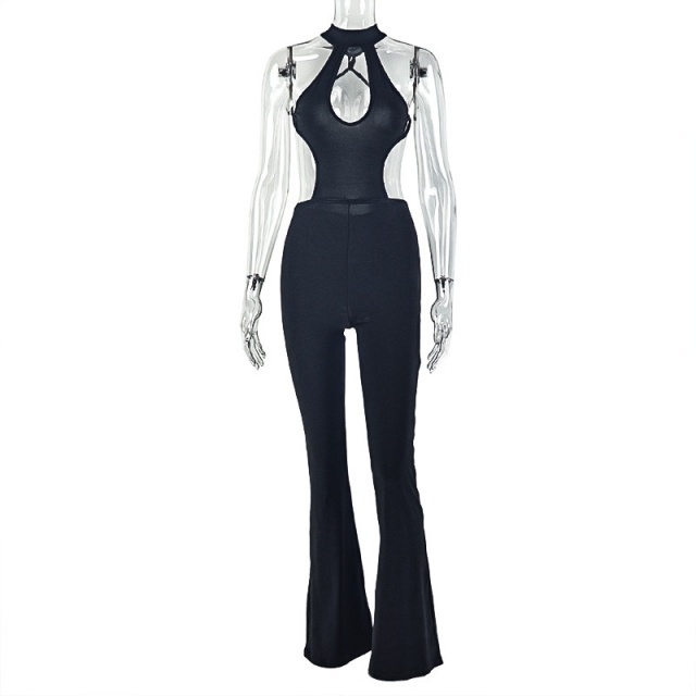 Halter Neck Hollow Out Slim Fit Jumpsuit