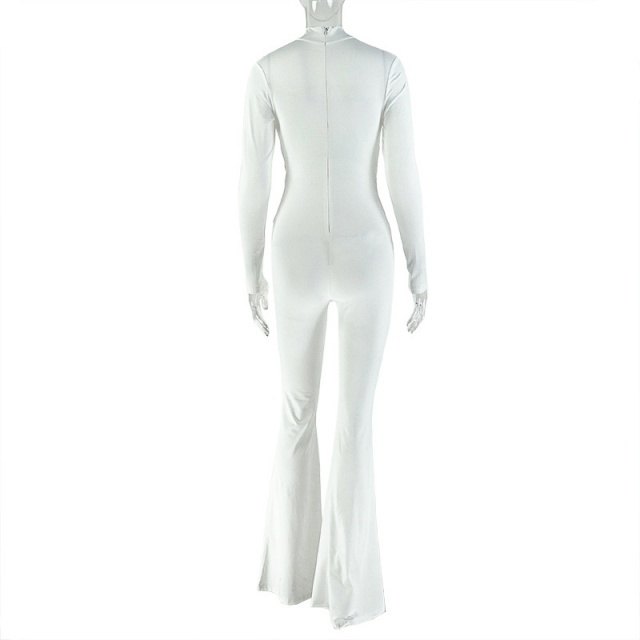 Hollow Out Slim Fit Flare Jumpsuit