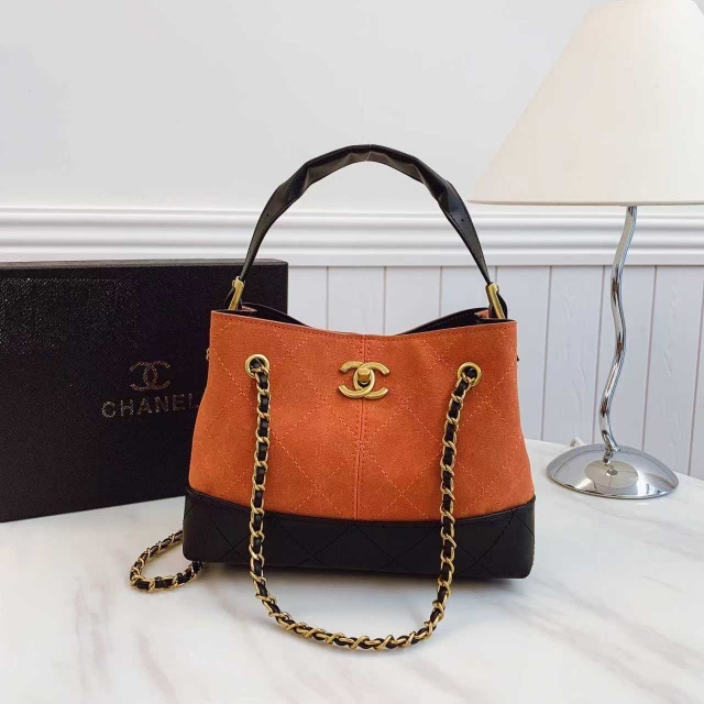 Metal Logo Chained Fashion Crossbody Bucket Bags