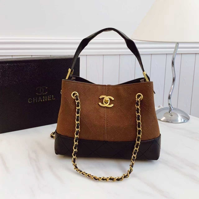 Metal Logo Chained Fashion Crossbody Bucket Bags