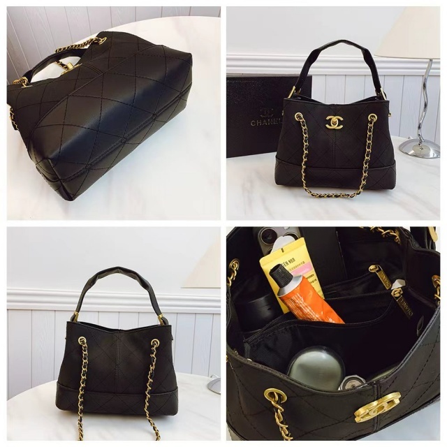 Metal Logo Chained Fashion Crossbody Bucket Bags