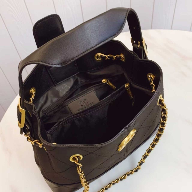 Metal Logo Chained Fashion Crossbody Bucket Bags