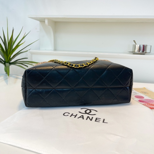 Metal Logo Chained Patchwork Crossbody Handbags