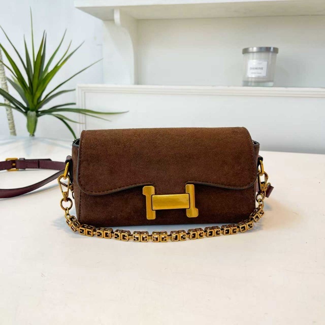 Metal Logo Women Suede Messenger Bags