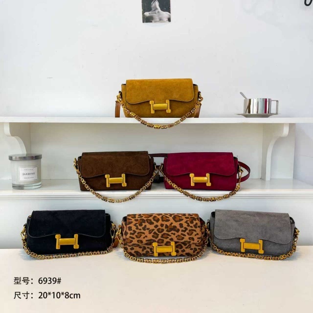 Metal Logo Women Suede Messenger Bags