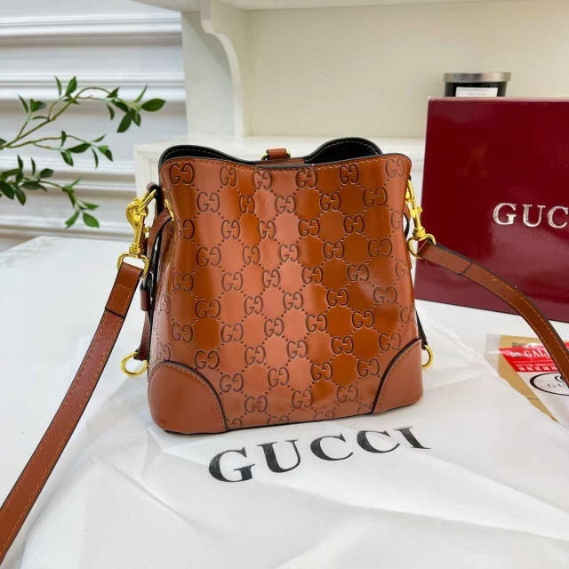 Leather Embossing Luxury Women Crossbody Bucket Bags