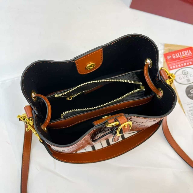 Leather Embossing Luxury Women Crossbody Bucket Bags