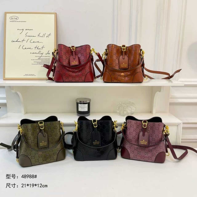 Leather Embossing Luxury Women Crossbody Bucket Bags