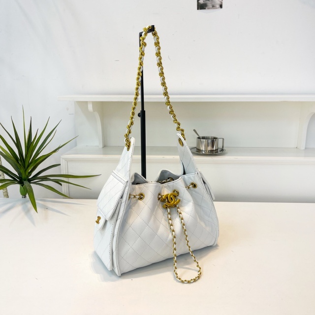 Metal Logo Chained Leather Women Shoulder Bags
