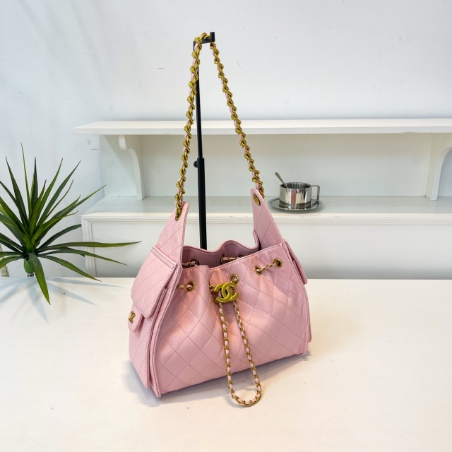 Metal Logo Chained Leather Women Shoulder Bags