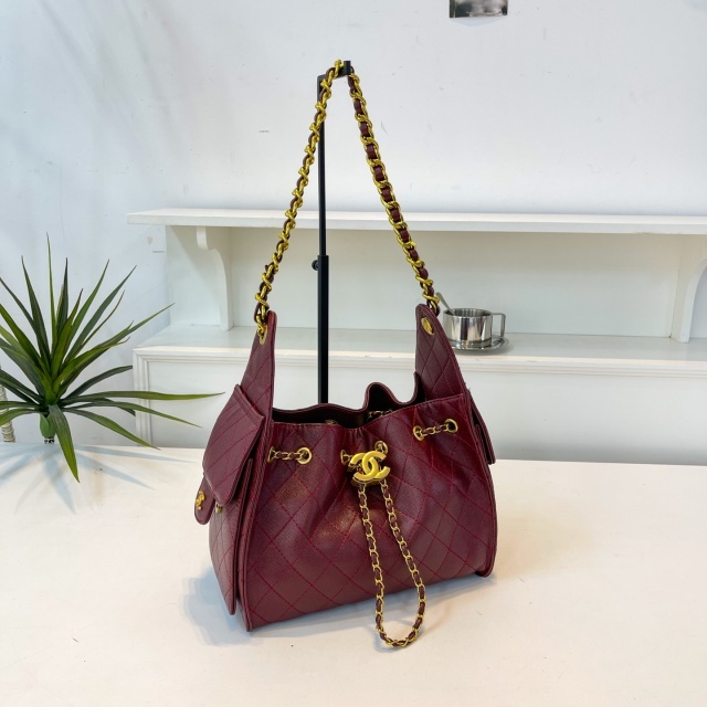 Metal Logo Chained Leather Women Shoulder Bags