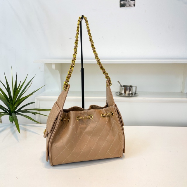 Metal Logo Chained Leather Women Shoulder Bags