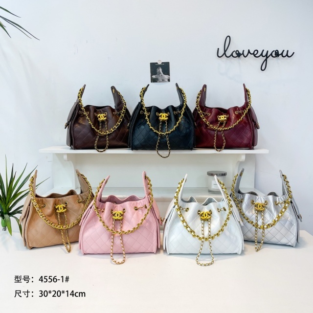 Metal Logo Chained Leather Women Shoulder Bags