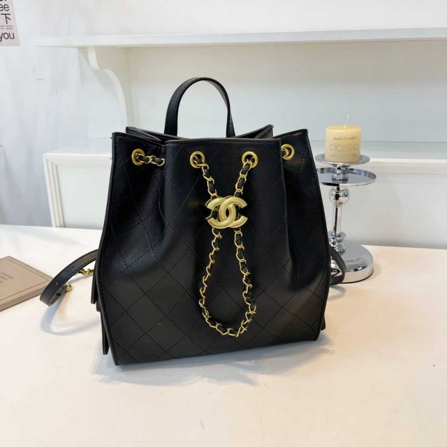 Metal Logo Leather Fashion Backpacks