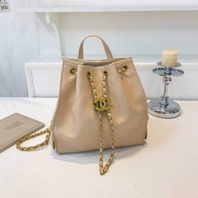 Metal Logo Leather Fashion Backpacks