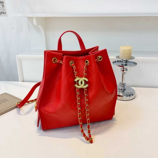 Metal Logo Leather Fashion Backpacks