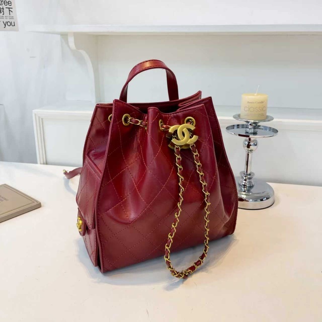 Metal Logo Leather Fashion Backpacks