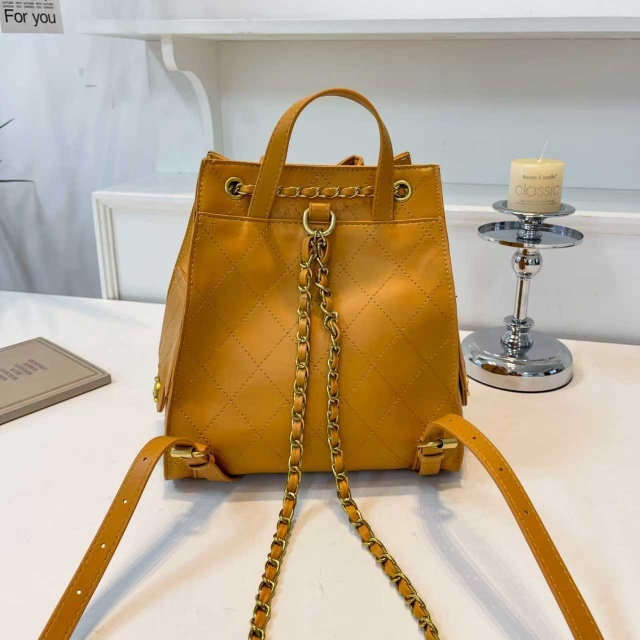 Metal Logo Leather Fashion Backpacks