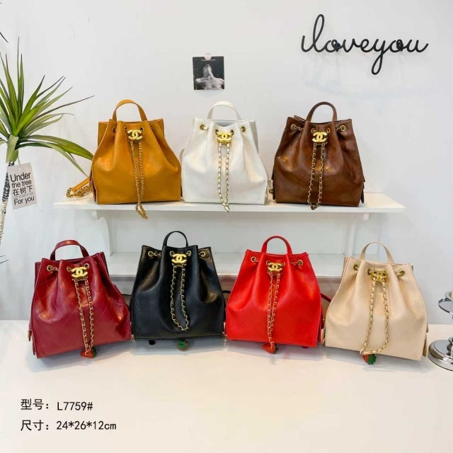 Metal Logo Leather Fashion Backpacks