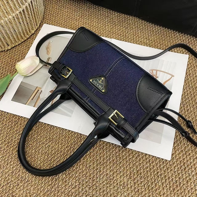 Fashion Logo Denim Spliced Crossbody Handbags